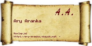 Ary Aranka névjegykártya
